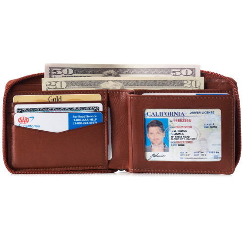 Alpine Swiss Logan Zipper Bifold Wallet | All-Around Zip Closure